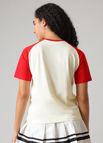 Free Authority Official Mickey & Friends Share the Love Graphic Printed Womens Relaxed Fit T-Shirt | Pure Cotton Casual Round Neck Half Sleeves Cute Cartoon Tee