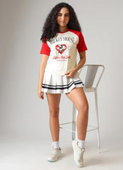 Free Authority Official Mickey & Friends Share the Love Graphic Printed Womens Relaxed Fit T-Shirt | Pure Cotton Casual Round Neck Half Sleeves Cute Cartoon Tee