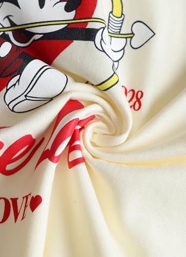 Free Authority Official Mickey & Friends Share the Love Graphic Printed Womens Relaxed Fit T-Shirt | Pure Cotton Casual Round Neck Half Sleeves Cute Cartoon Tee