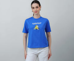 Free Authority Official Minions Women Graphic Printed Half Sleeves Round Neck Pure Cotton Regular Fit Tshirt