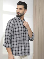 Crimsoune Club Men's Black Checked 100% Cotton Shirt