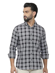 Crimsoune Club Men's Black Checked 100% Cotton Shirt