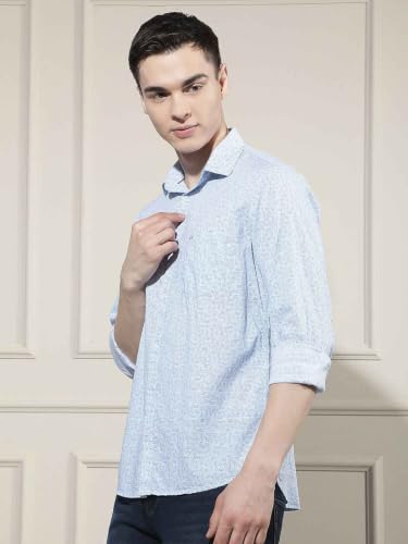 Crimsoune Club Men's Breeze Blue Printed Shirt