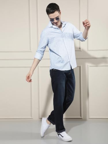 Crimsoune Club Men's Breeze Blue Printed Shirt