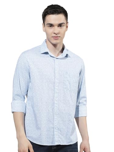 Crimsoune Club Men's Breeze Blue Printed Shirt