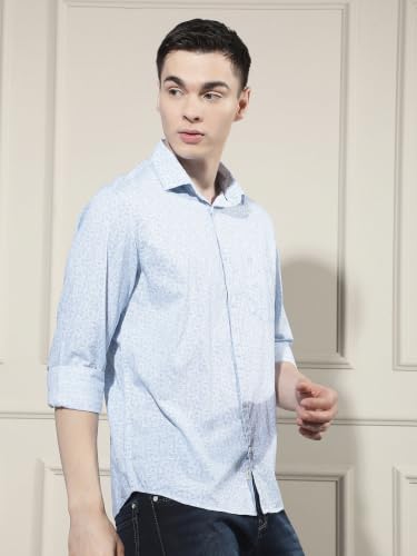 Crimsoune Club Men's Breeze Blue Printed Shirt