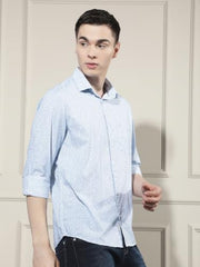 Crimsoune Club Men's Breeze Blue Printed Shirt