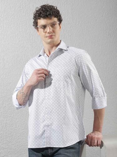 Crimsoune Club Men's White Polka Dots Shirt