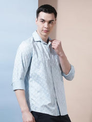 Crimsoune Club Men's Blue Floral Print Shirt