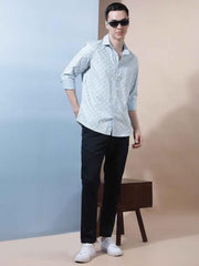 Crimsoune Club Men's Blue Floral Print Shirt