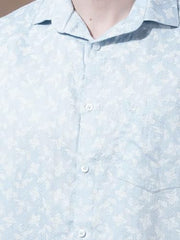 Crimsoune Club Men's Blue Floral Print Shirt