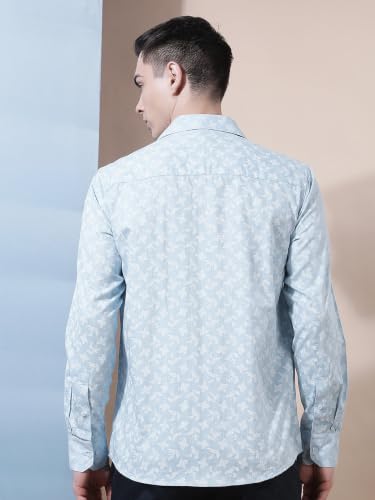 Crimsoune Club Men's Blue Floral Print Shirt