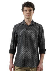 Crimsoune Club Men's Black Geometric Print Shirt