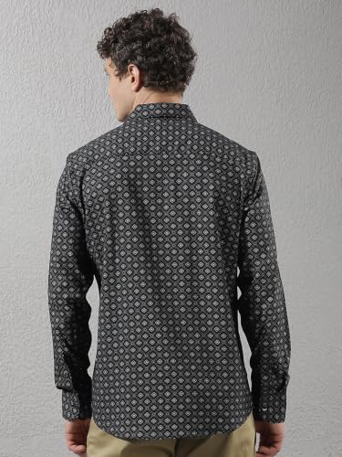 Crimsoune Club Men's Black Geometric Print Shirt