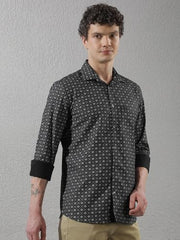 Crimsoune Club Men's Black Geometric Print Shirt