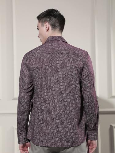 Crimsoune Club Men's Trendy Wine Printed Shirt