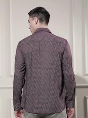 Crimsoune Club Men's Trendy Wine Printed Shirt