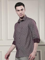 Crimsoune Club Men's Trendy Wine Printed Shirt