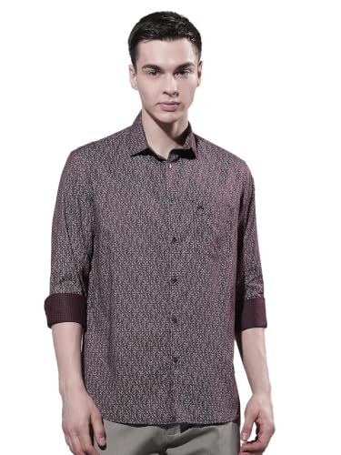 Crimsoune Club Men's Trendy Wine Printed Shirt