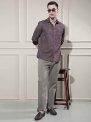 Crimsoune Club Men's Trendy Wine Printed Shirt
