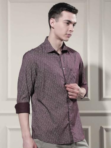 Crimsoune Club Men's Trendy Wine Printed Shirt