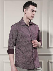 Crimsoune Club Men's Trendy Wine Printed Shirt