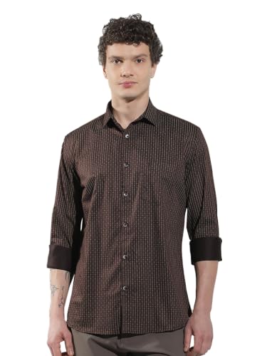 Crimsoune Club Men's Brown Vertical Stripes Shirt
