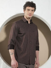 Crimsoune Club Men's Brown Vertical Stripes Shirt