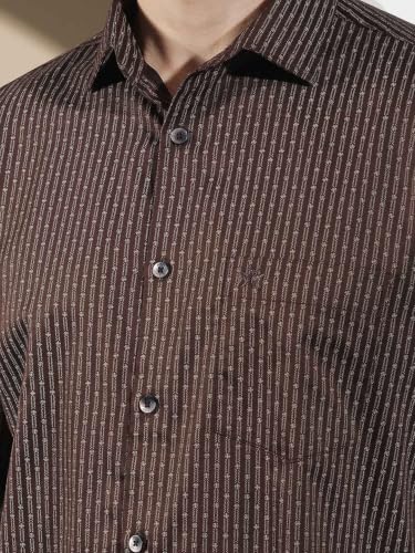 Crimsoune Club Men's Brown Vertical Stripes Shirt