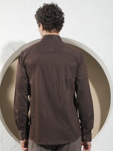 Crimsoune Club Men's Brown Vertical Stripes Shirt