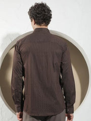 Crimsoune Club Men's Brown Vertical Stripes Shirt