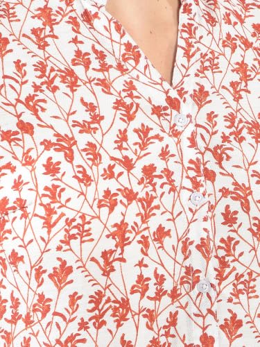 Crimsoune Club Women's Red Floral Print V-Neck Shirt
