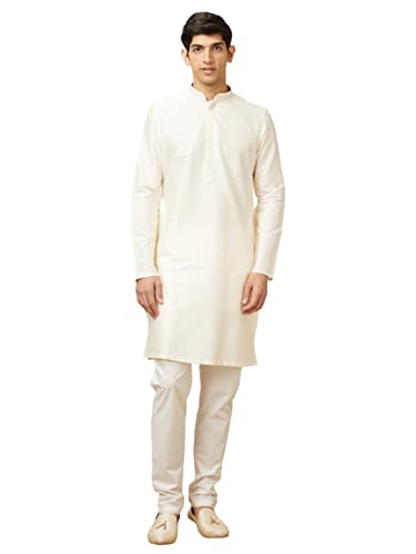 Manyavar Men's Blended Viscose Solid Casual