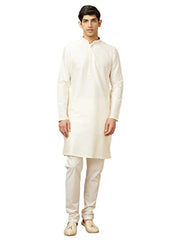 Manyavar Men's Blended Viscose Solid Casual