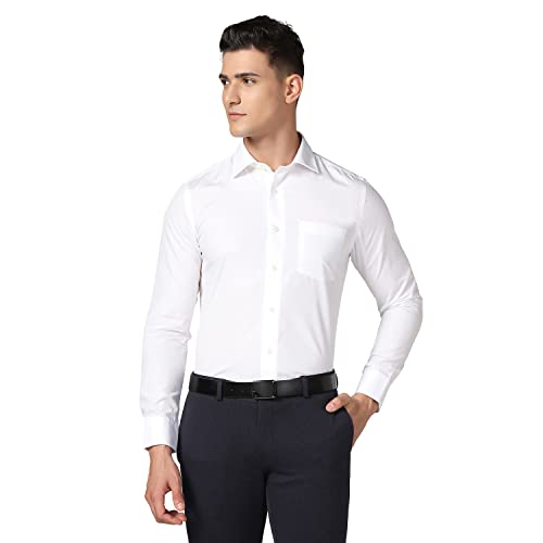 blackberrys Men's Solid Super Slim FIT Shirt (BP-Soul # White_Yellow