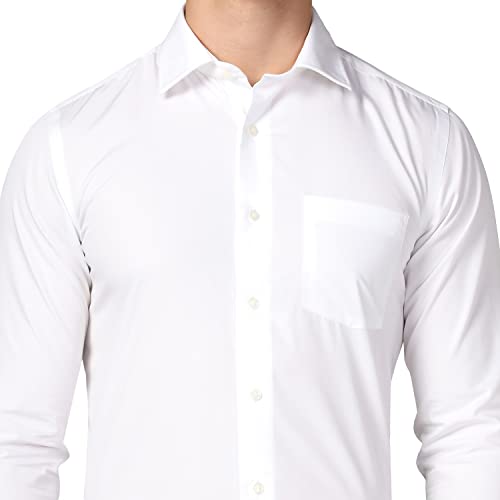 blackberrys Men's Solid Super Slim FIT Shirt (BP-Soul # White_Yellow