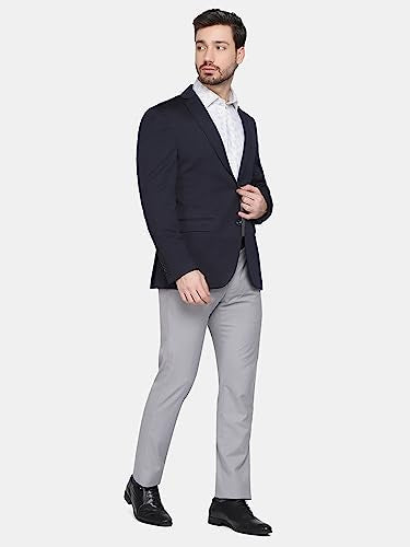 Blackberrys men's navy slim blazer, winter jacket, front view showing tailored fit and classic lapel design.