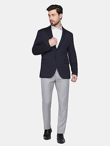 Blackberrys men's slim navy blazer, winter jacket with tailored fit, shown on a hanger.