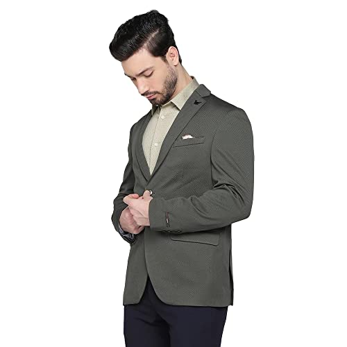 Blackberrys men's slim olive blazer, winter jacket, front view showing tailored fit and classic lapel style.