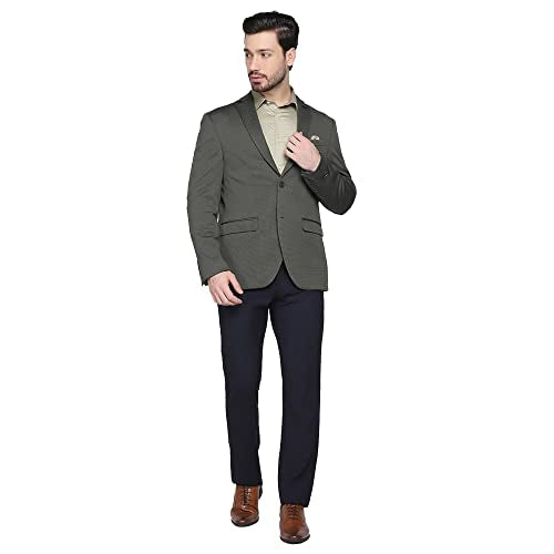 Blackberry Men's Slim Olive Blazer, winter jacket for men, featuring a tailored fit and stylish design in size 44.
