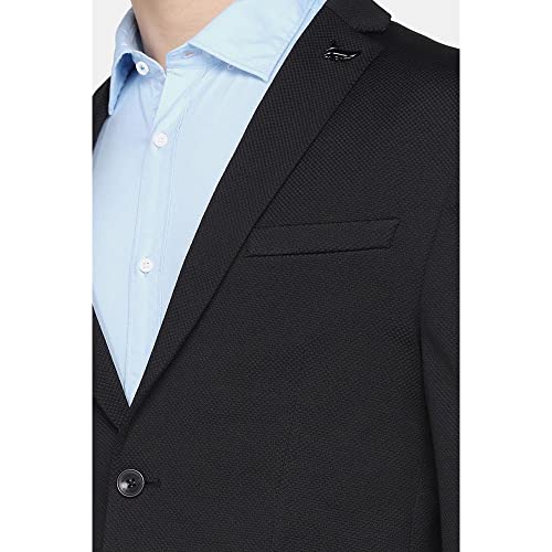 Blackberry men's black blazer in size 42, winter jacket style, shown on a hanger with front view and tailored fit.