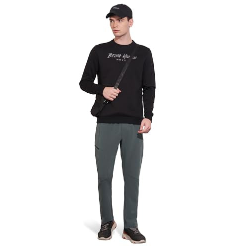 Being Human Black Regular Fitround Neck Sweatshirt for Men (Size : 3XL)