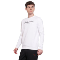 Being Human White Regular Fitround Neck Sweatshirt for Men (Size : M)