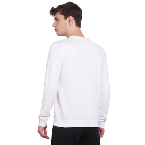 Being Human White Regular Fitround Neck Sweatshirt for Men (Size : M)