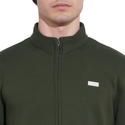 Being Human Men's Olive High-Neck Zip-Front Sweatshirt