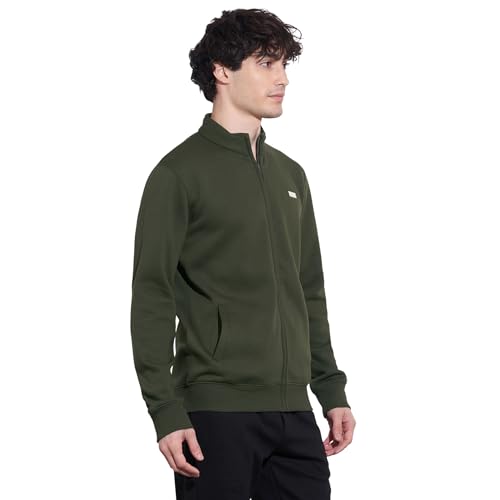 Being Human Men's Olive High-Neck Zip-Front Sweatshirt