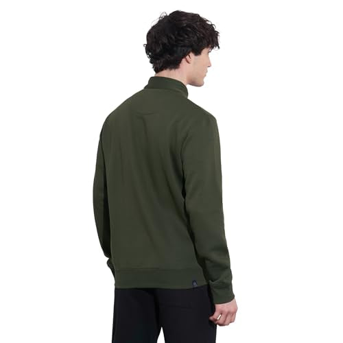 Being Human Men's Olive High-Neck Zip-Front Sweatshirt