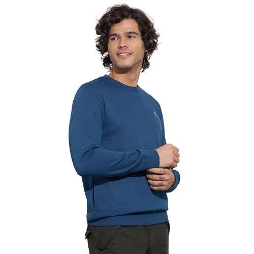 Being Human Men's Blue Crew Neck Sweatshirt (Blue - M)
