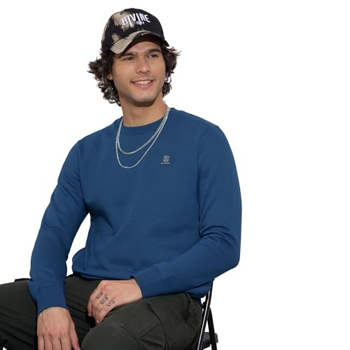 Being Human Men's Blue Crew Neck Sweatshirt (Blue - M)