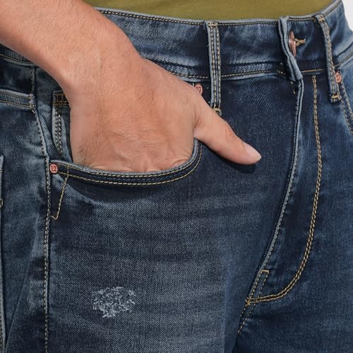 Being Human Blue Straight Fit Cotton Blend Men's Denims Clothing